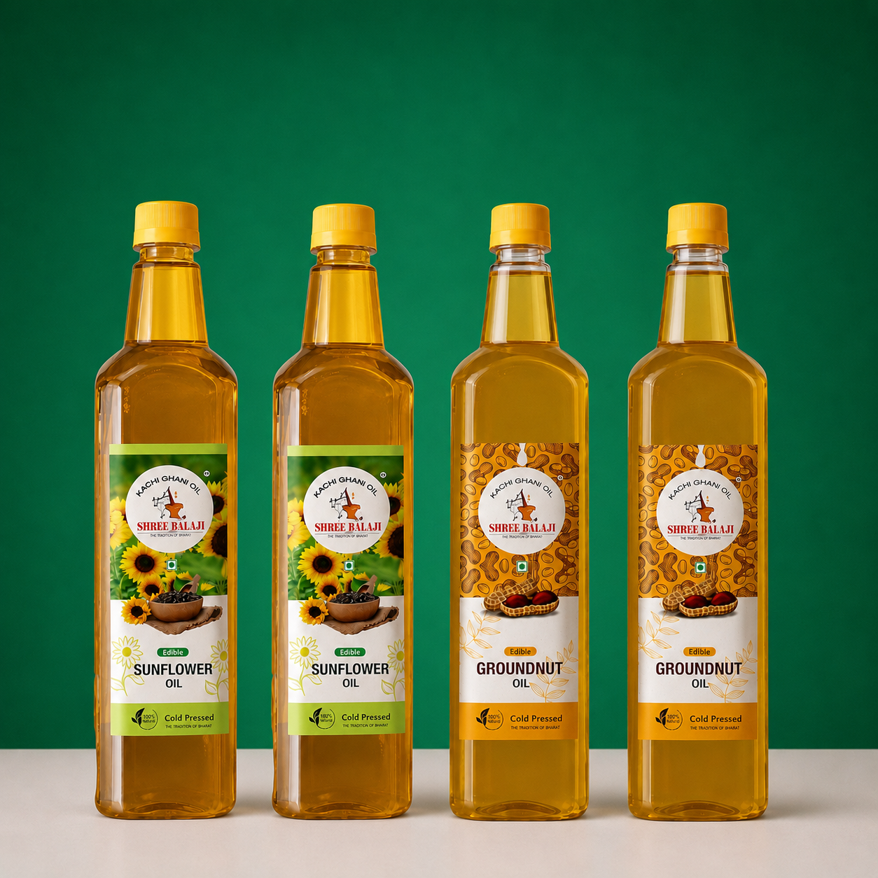 Wood pressed sunflower and groundnut oil combo