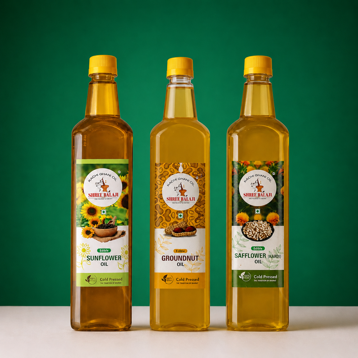 Wood pressed Groundnut, Sunflower & Safflower oil combo