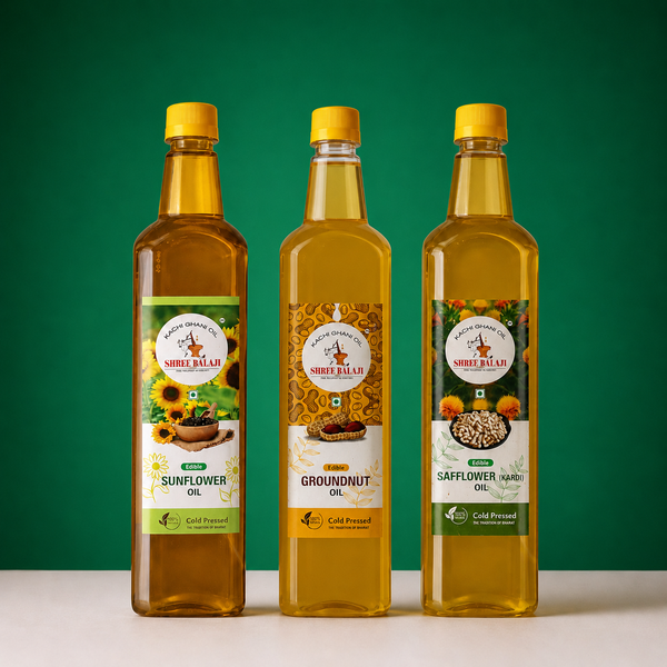 Wood pressed Groundnut, Sunflower & Safflower oil combo